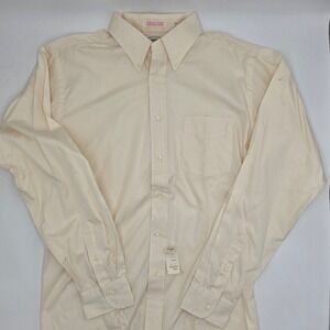 Creighton Pinpoint Oxford Men's Dress Shirt Size 16 35 Cream Button Down New NWT